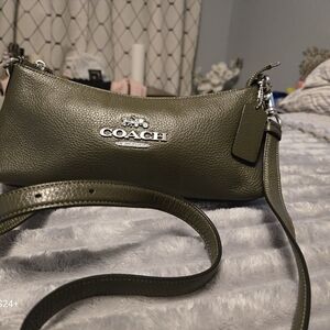 Olive green handbag.